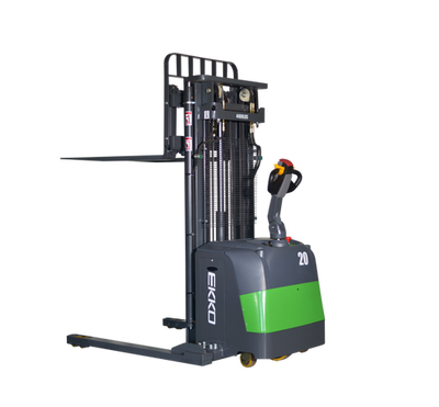 Full Powered Electric Straddle Stacker EB20CS with 177" Triple Mast with Lithium Battery EKKO