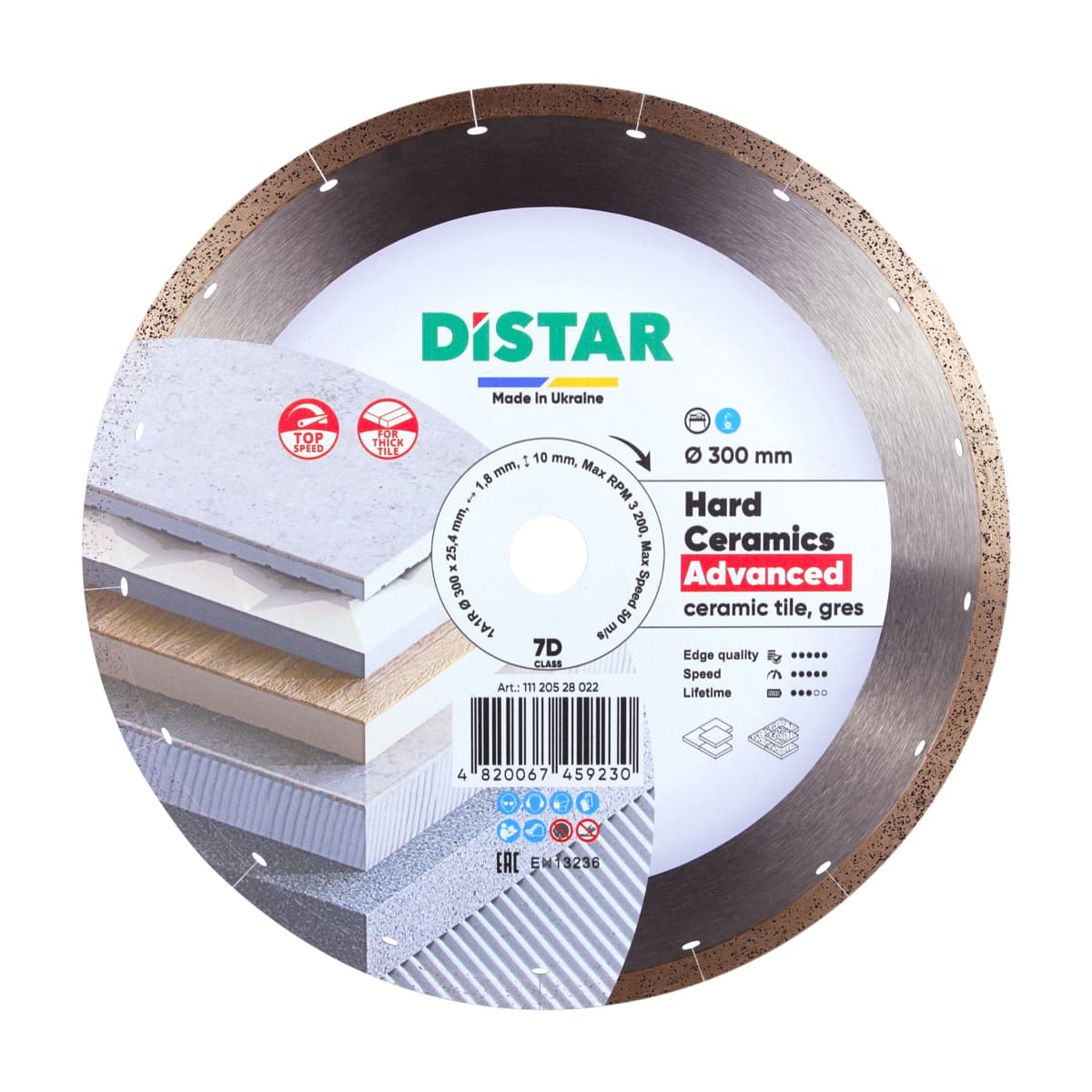 Diamond Cutting Blade 1A1R Hard Ceramics Advanced 11120528022 Distar 12"