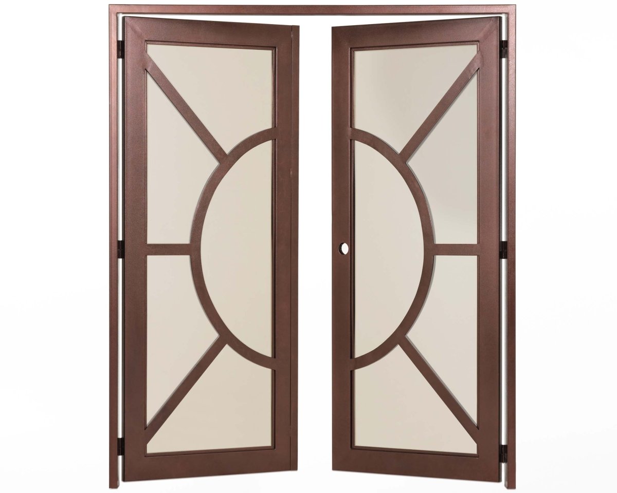 Kronos Double Door Entry Door sku-42465838956737 Custom Iron Door Pros Dark Bronze 81 x 61