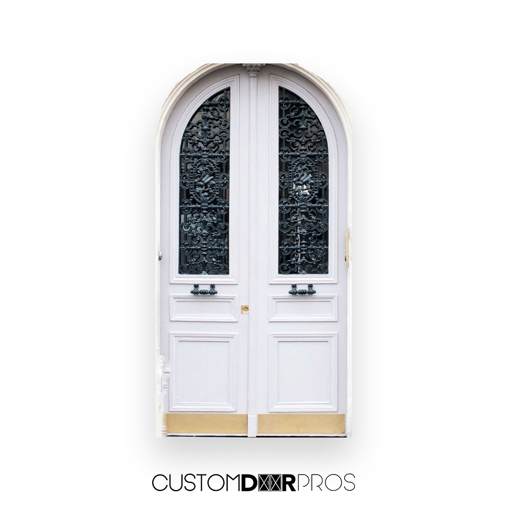 Marseilles Double Iron Doors sku-47839870714049 Custom Iron Door Pros 72 x 96 Frosted Black