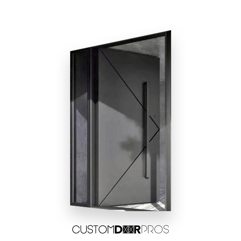 Morpheus Metal Pivot Door sku-42647180771521 Custom Iron Door Pros 72" x 81" Black