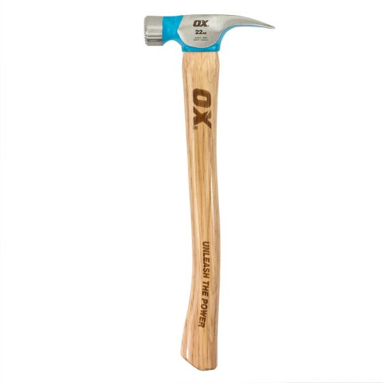 OX Pro 22-Ounce Milled Face Framing Hammer | Curved Hickory Handle Ox Tools