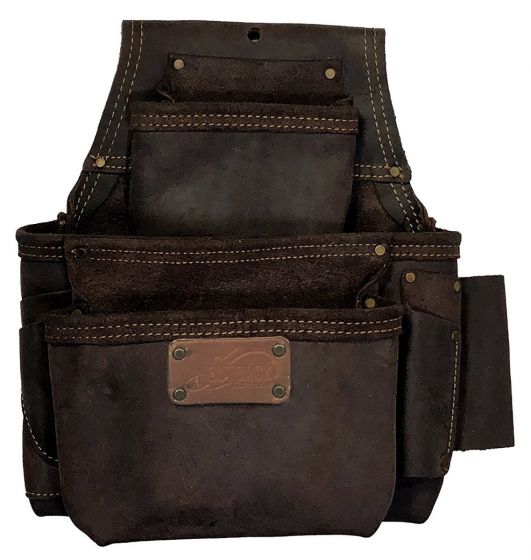 OX Pro Fastener Bag, Oil-Tanned Leather, 3 Pouch Ox Tools