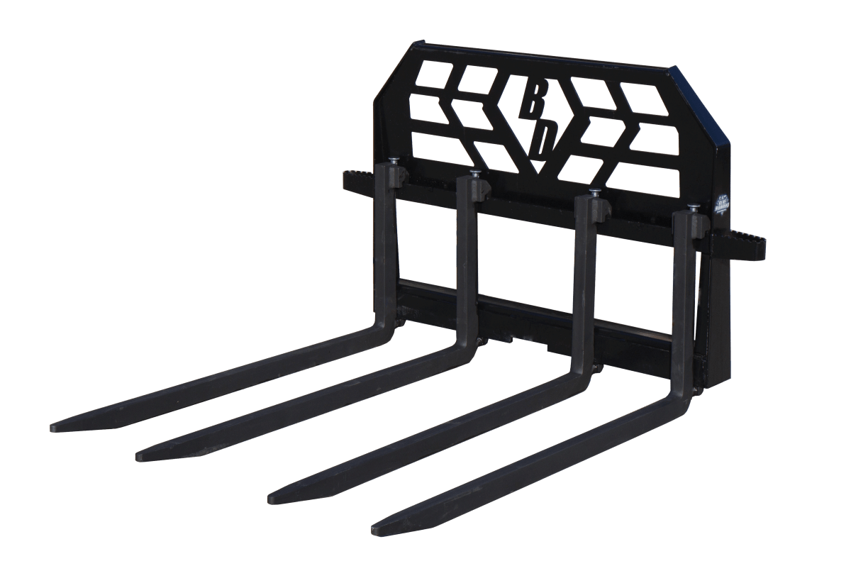 Pallet Forks – Block & Brick 314500 Blue Diamond Attachments Complete PALLET FORK ASSEMBLY 48" W/ STEPS 3200# CAPACITY W/ (4) 1.5 X 2 X 48"