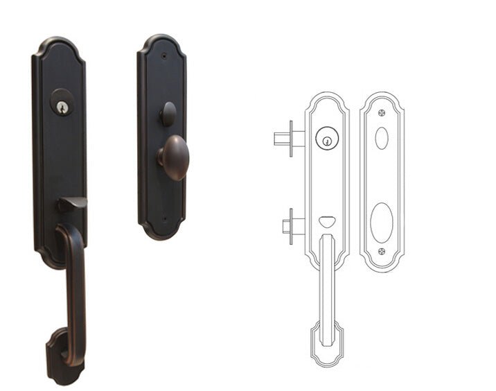 Paris Handle Set sku-39399932199105 Custom Iron Door Pros Black 17 1/3" x 2 1/3" (handle side) / 11 1/3" x 2 3/4" (knob side)