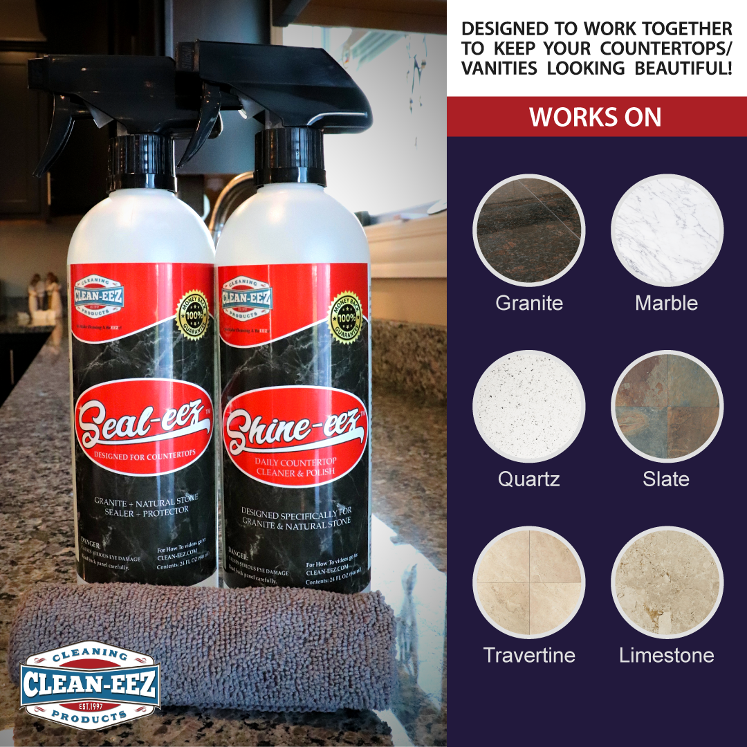 Granite Cleaner & Sealer Kit With Free Microfiber Cloth 24oz Clean-eez