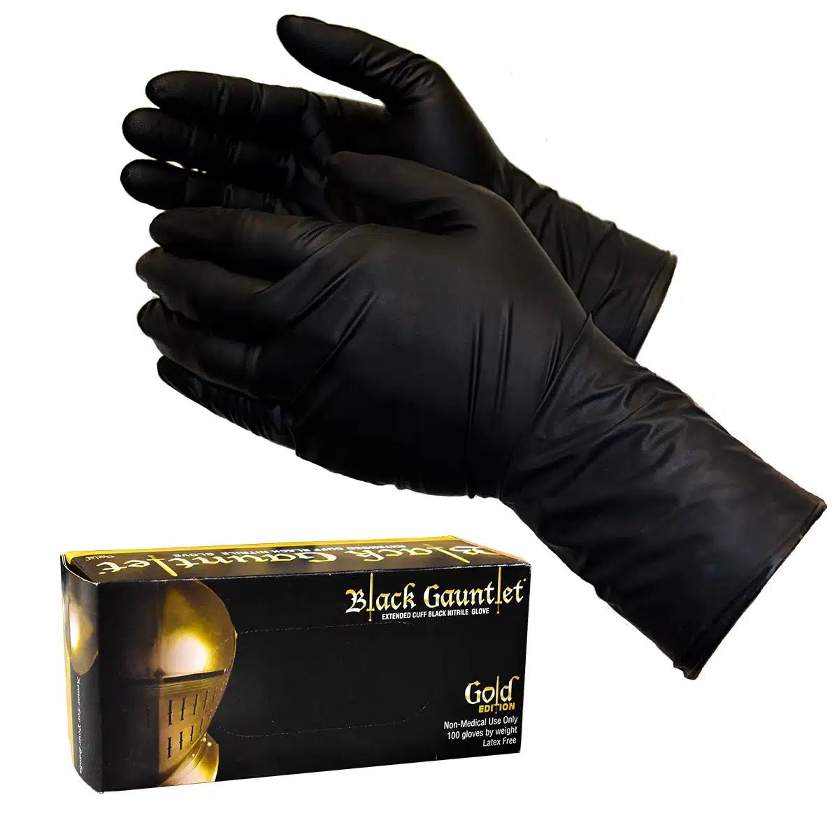 ShuBee Black Gauntlet Gold Edition Black Nitrile Gloves ShuBee
