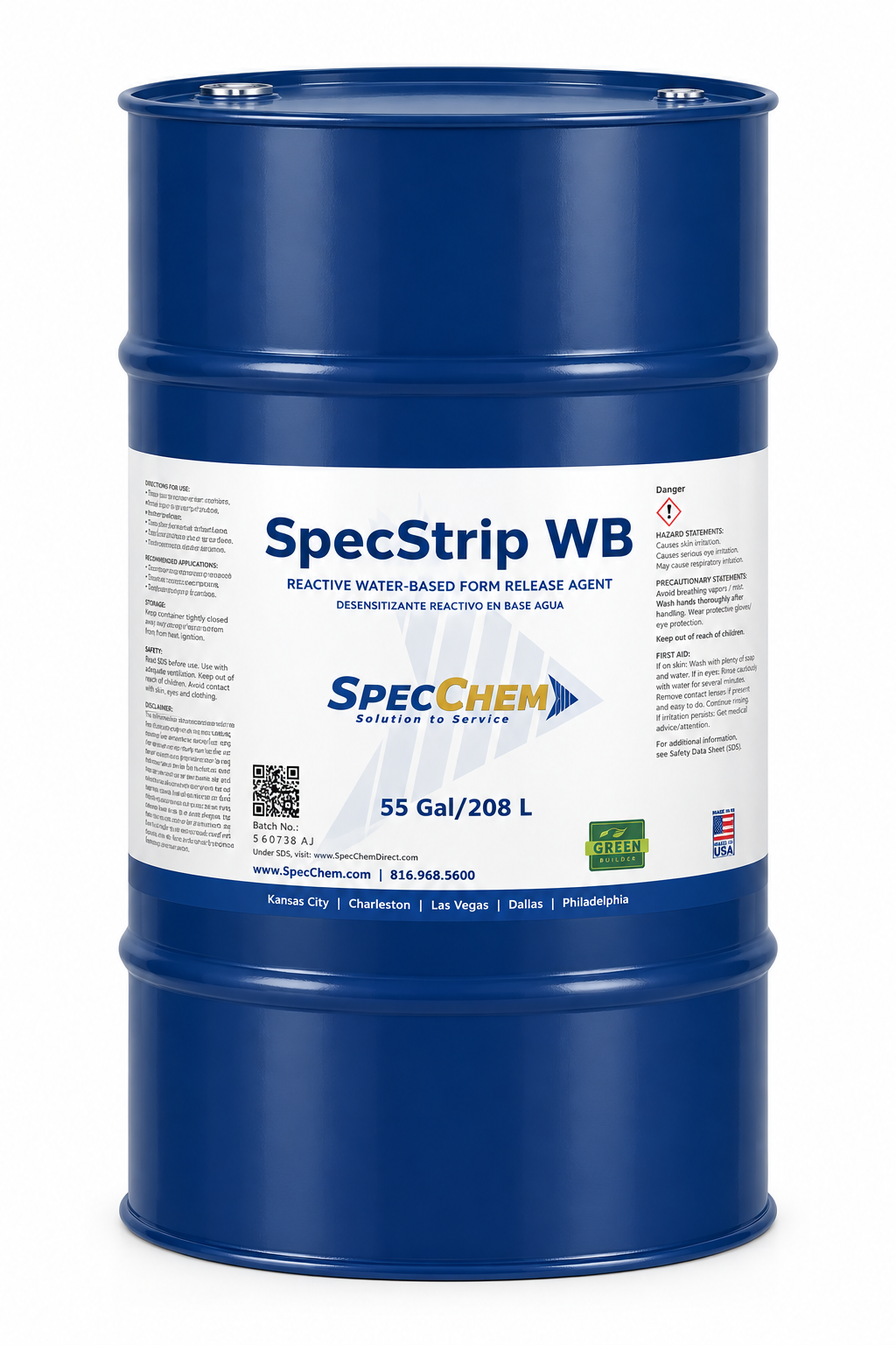SpecStrip WB - Reactive Water-Based Form Release Agent SSWB-55 SpecChem 55 Gallon Steel Drum