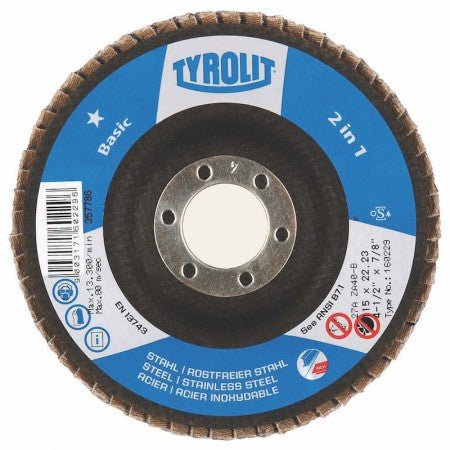 Tyrolit BASIC 2 in 1 Zirconia Flap Discs for Steel and Stainless Steel-Type 29 Diamond Products