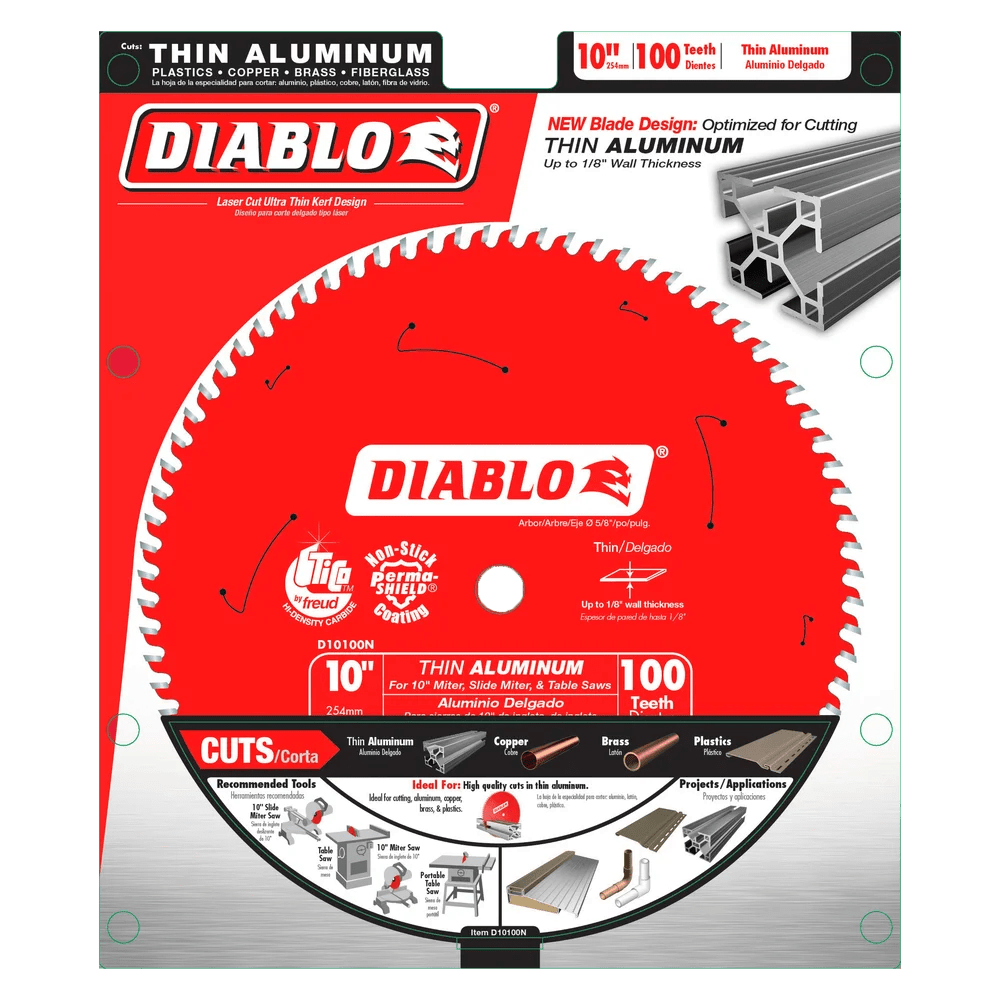 10 in. x 100 Tooth Thin Aluminum Cutting Saw Blade - D10100N Diablo Tools