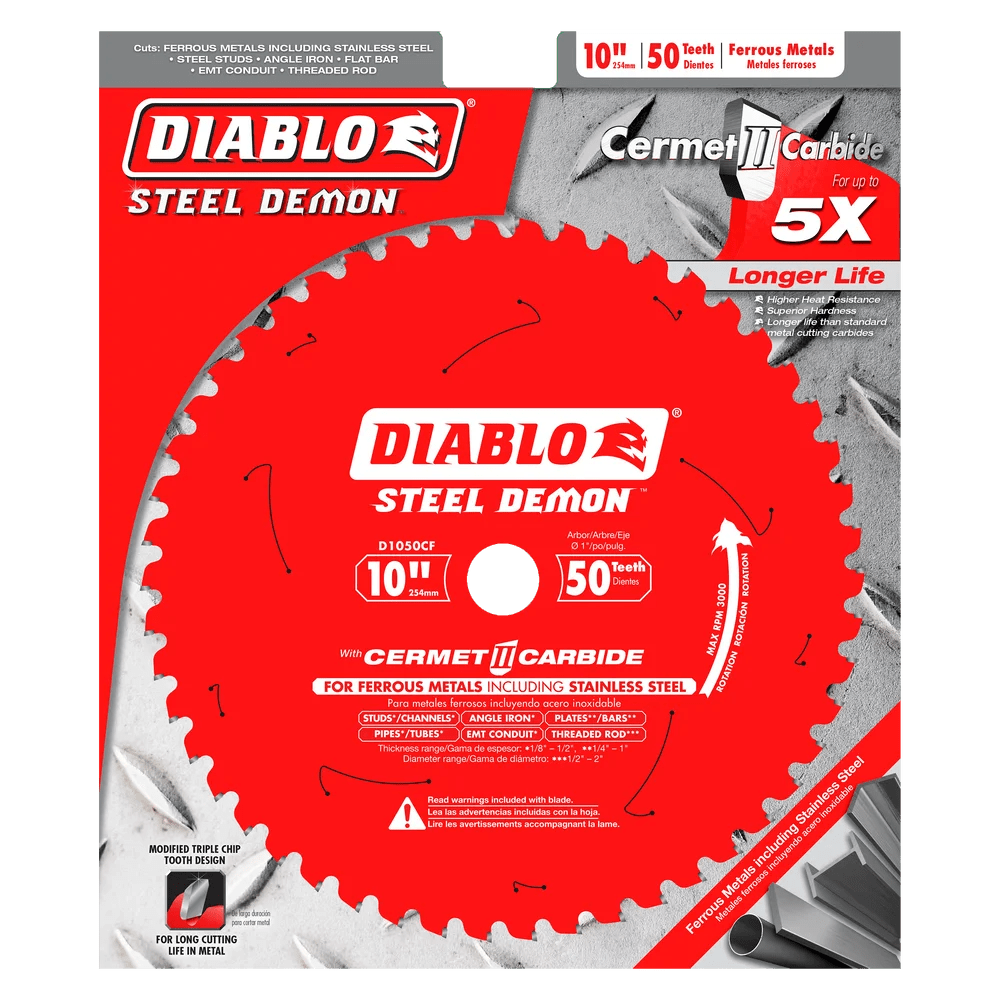 10 in. x 50 Tooth Cermet II Saw Blade for Metals and Stainless Steel - 5 pack Diablo Tools
