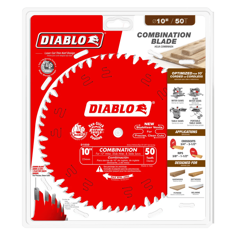10 in. x 50 Tooth Combination Saw Blade - 6 per Unit Diablo Tools