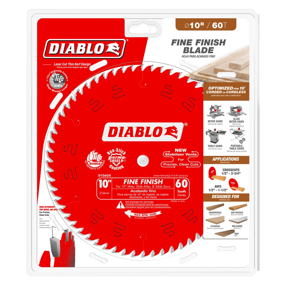 10 in. x 60 Tooth Fine Finish Saw Blade - 6 per Order Diablo Tools