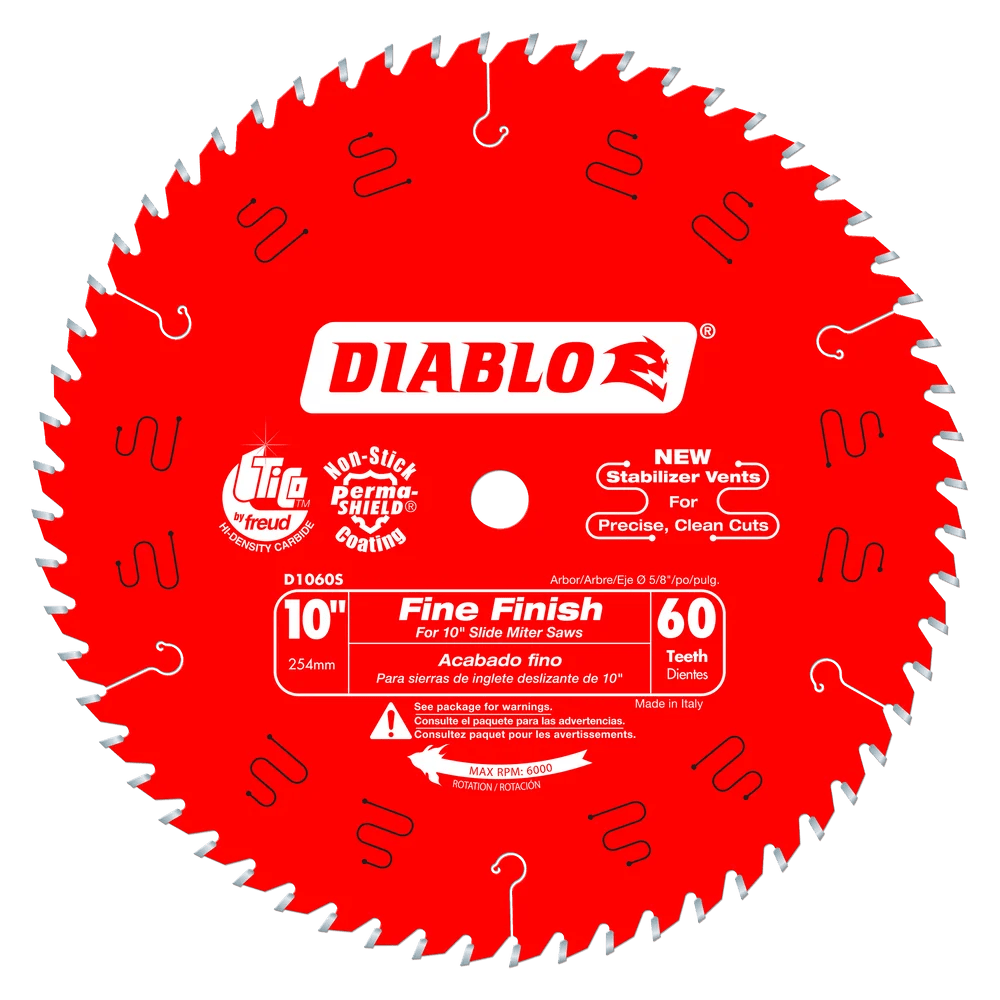 10 in. x 60 Tooth Fine Finish Slide Miter Saw Blade - 5 per Order Diablo Tools