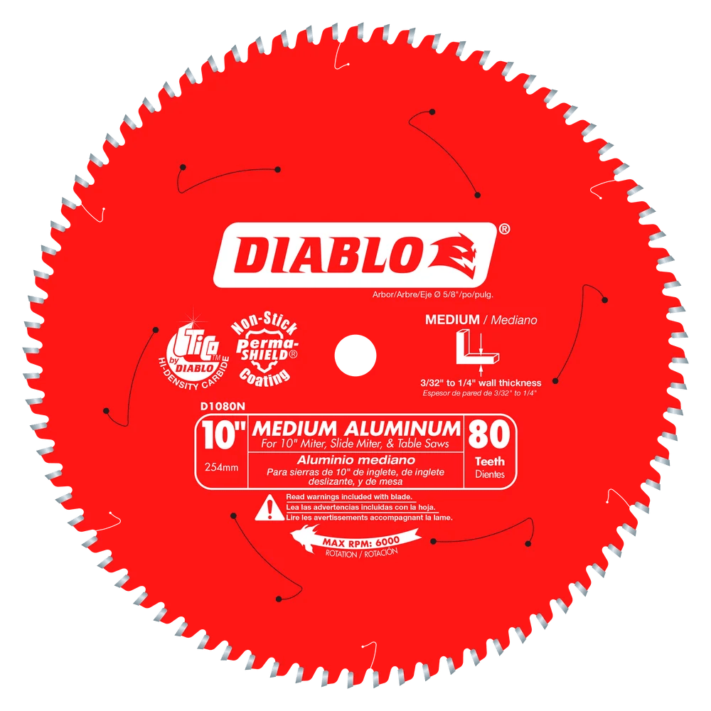 10 in. x 80 Tooth Medium Aluminum Saw Blade - 4 per Order Diablo Tools