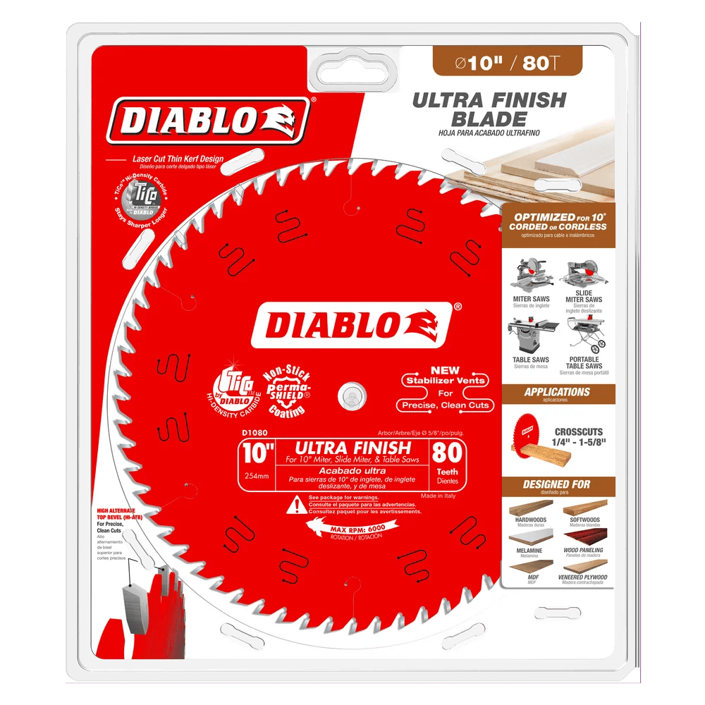 10 in. x 80 Tooth Ultra Finish Saw Blade - 5 per Order Diablo Tools