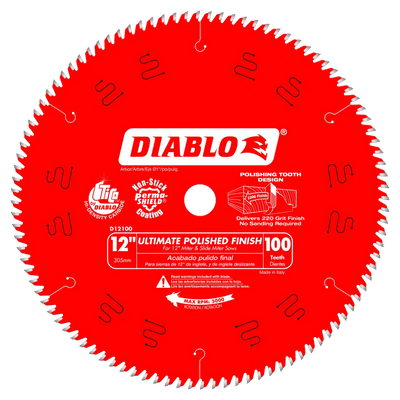 12 in. x 100 Tooth Ultimate Polished Finish Saw Blade - 4 per Order Diablo Tools