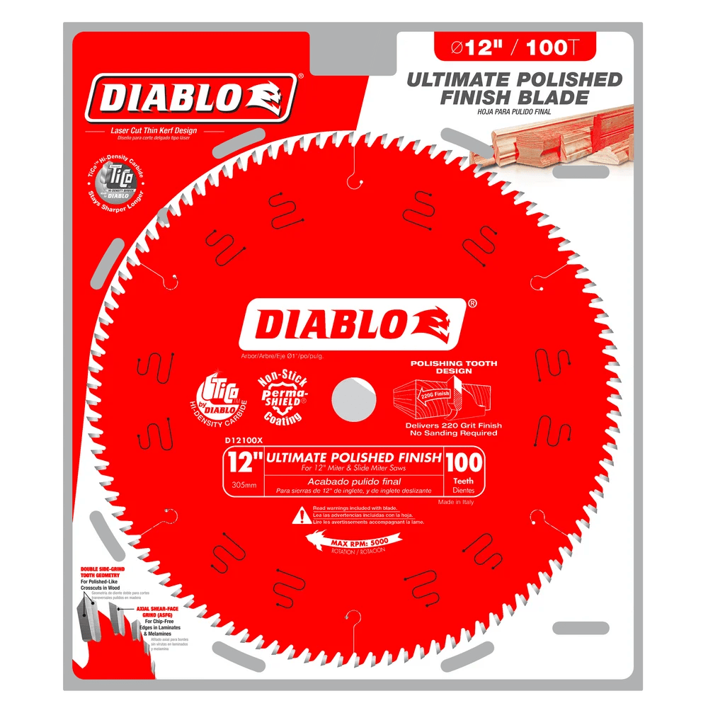 12 in. x 100 Tooth Ultimate Polished Finish Saw Blade - 4 per Order Diablo Tools