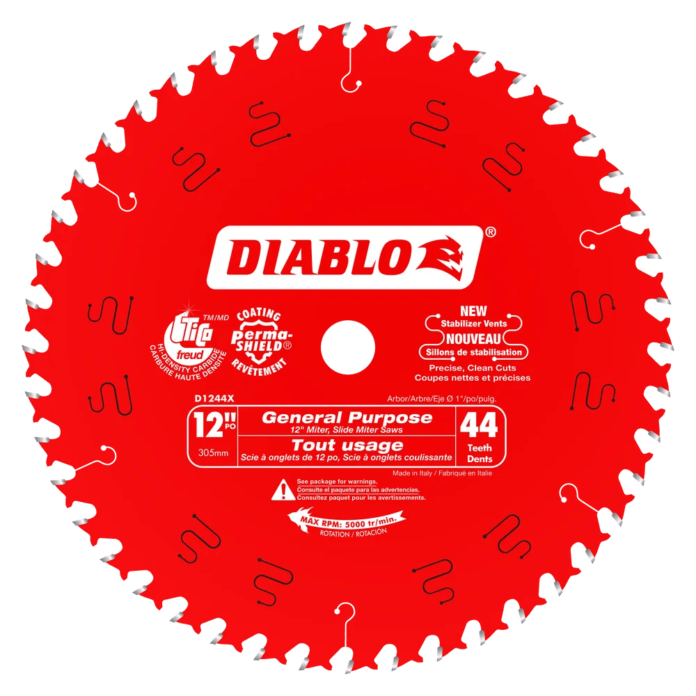 12 in. x 44 Tooth General Purpose Wood Saw Blade - 8 per Order Diablo Tools
