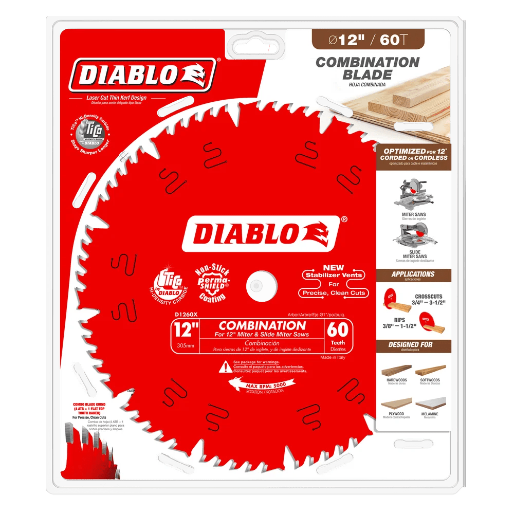 12 in. x 60 Tooth Combination Saw Blade - 5 per Order Diablo Tools
