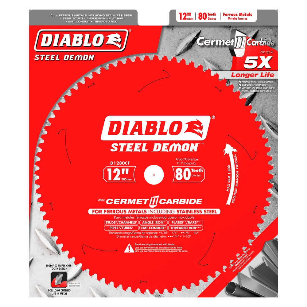 12 in. x 80 Tooth Cermet II Saw Blade for Metals and Stainless Steel - 3 per Order Diablo Tools