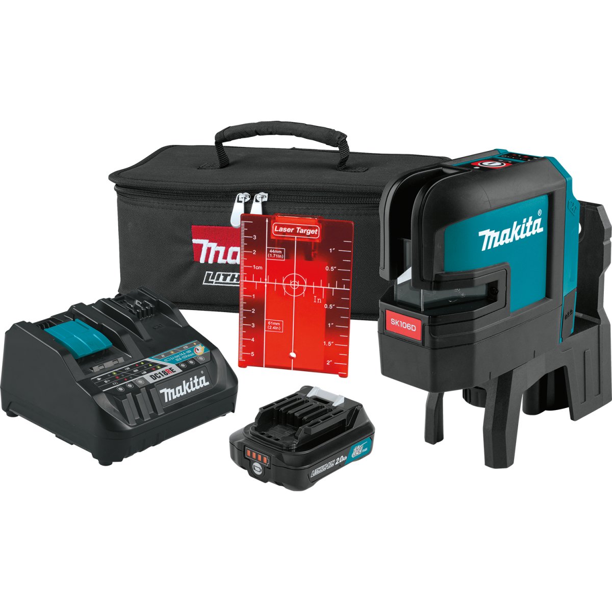 12V Max CXT® Lithium‑Ion Cordless Self‑Leveling Cross‑Line/4‑Point Red Beam Laser SK106DNAX Makita Kit