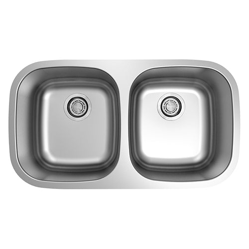 18g Standard Radius 50/50 Double Bowl Undermount Stainless Steel Kitchen Sink - Dakota Sinks