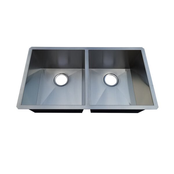 18g Zero Radius 50/50 Double Bowl Undermount Stainless Steel Kitchen Sink Dakota Sinks