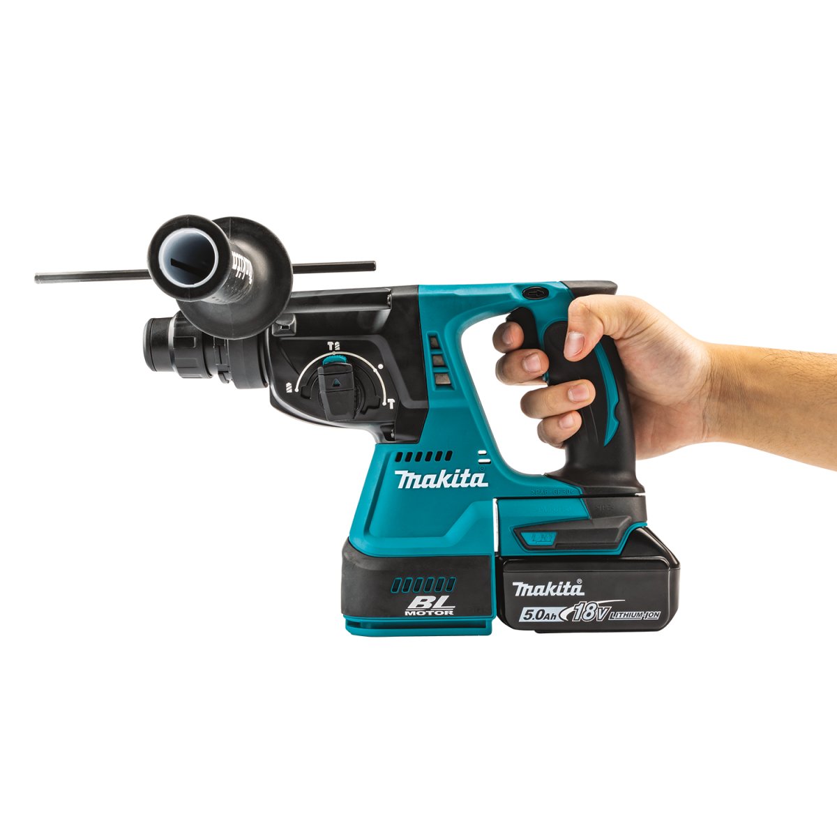 18V LXT® Lithium‑Ion Brushless Cordless 1" Rotary Hammer Kit, accepts SDS‑PLUS bits, w/ HEPA Dust Extractor Attachment (5.0Ah) Makita