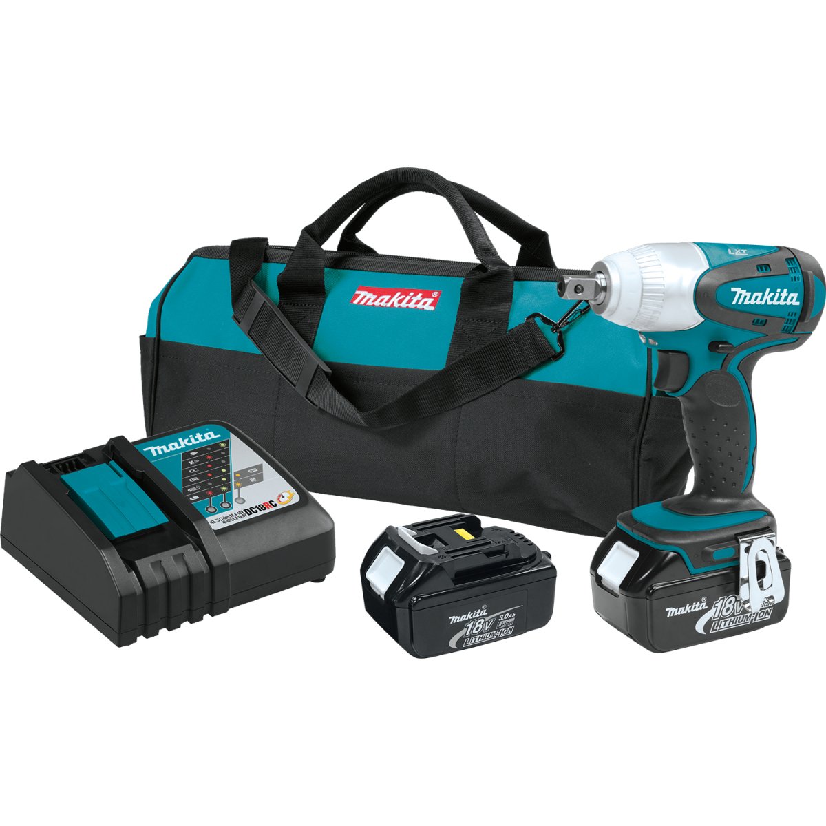 18V LXT® Lithium‑Ion Cordless 1/2" Sq. Drive Impact Wrench XWT05 Makita Kit