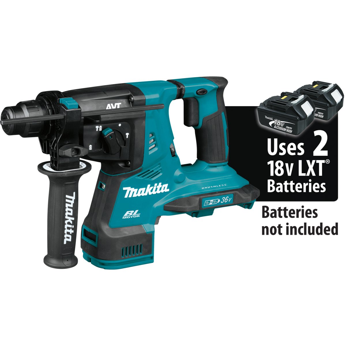36V (18V X2) LXT® Brushless 1‑1/8" AVT® Rotary Hammer, accepts SDS‑PLUS bits, AFT®, AWS® Capable Makita