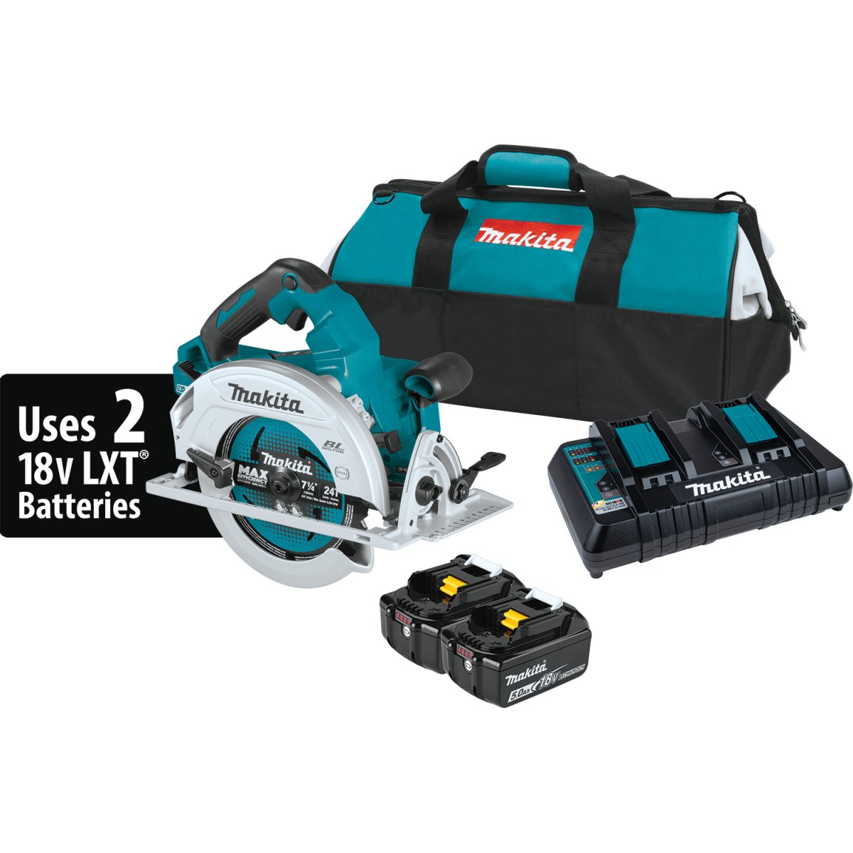 36V (18V X2) LXT® Brushless 7‑1/4” Circular Saw, AWS® Capable XSH07PTU Makita Kit