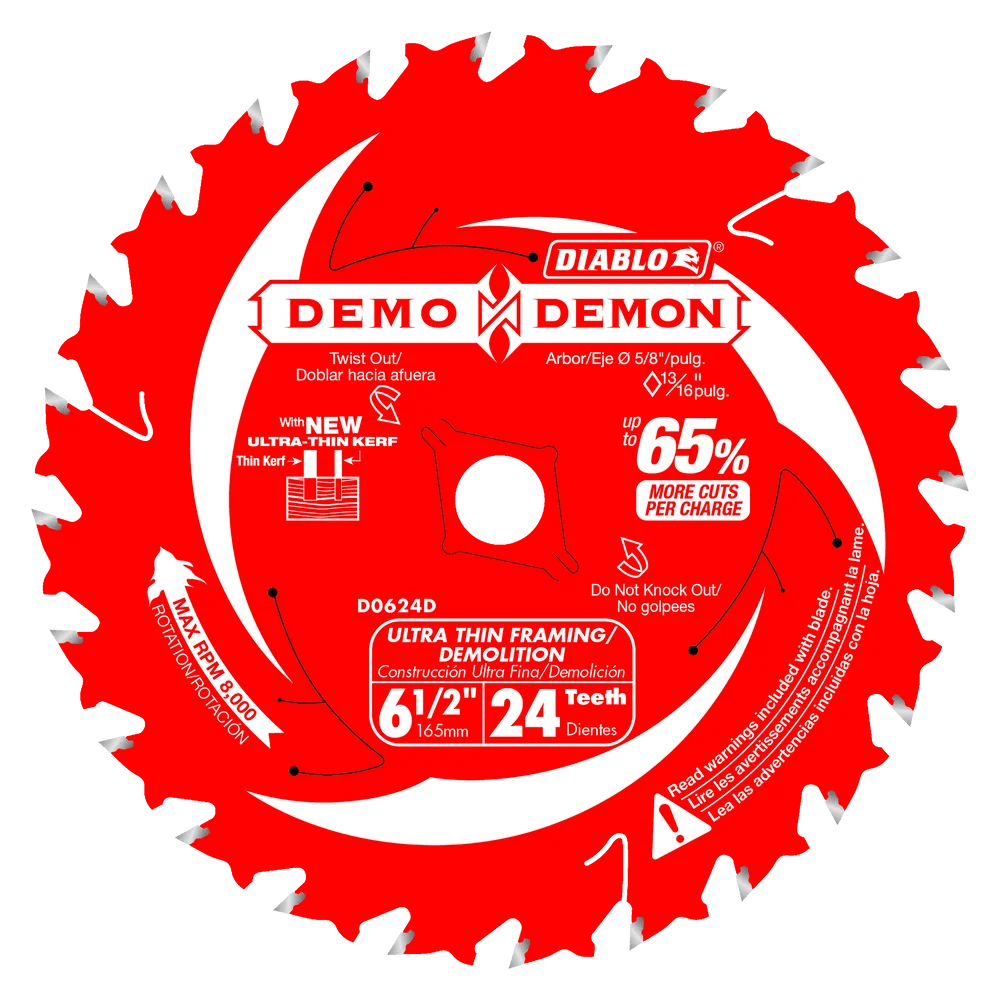6-1/2 in. 24-Tooth Ultra-Thin Framing/Demolition Saw Blade - 15 per Order Diablo Tools