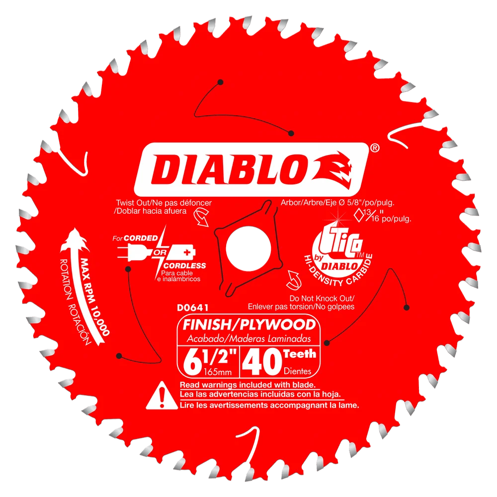 6-1/2 in. x 40 Tooth Finish Trim Saw Blade - 15 per Order Diablo Tools