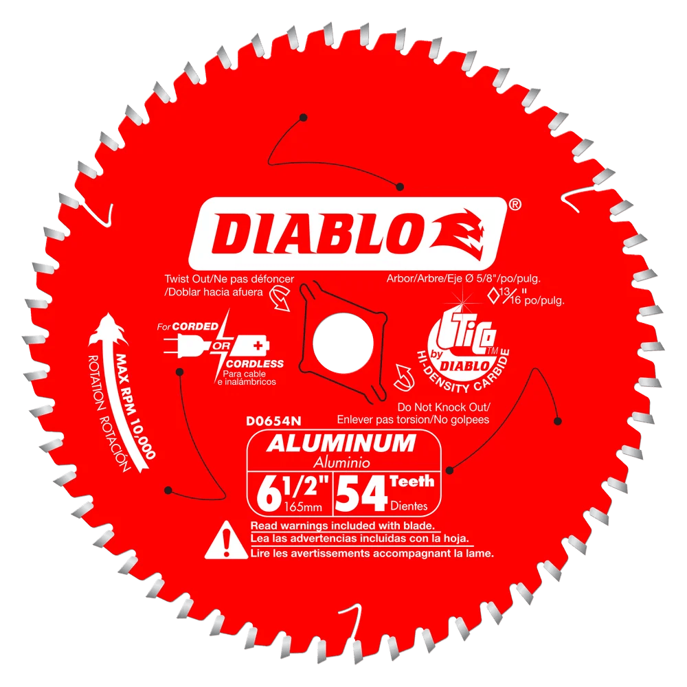 6-1/2 in. x 54 Tooth Medium Aluminum Cutting Saw Blade - 8 per Order Diablo Tools