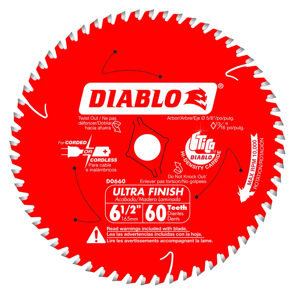 6-1/2 in. x 60 Tooth Ultra Finish Saw Blade - 10 per Order Diablo Tools