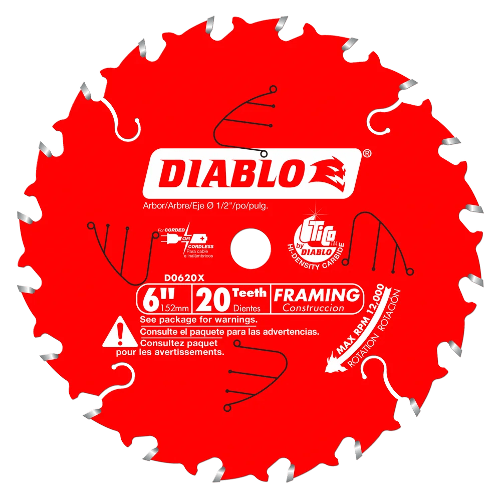 6 in. x 20 Tooth Framing Saw Blade for Porter Cable Saw Boss - 18 per Order Diablo Tools