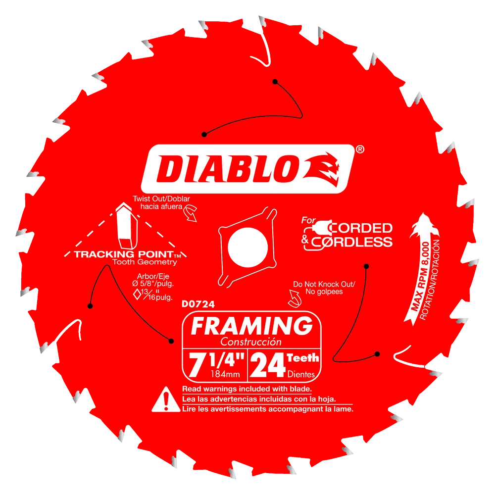 7-1/4 in. x 24 Tooth Framing Saw Blade - 25 per Order Diablo Tools