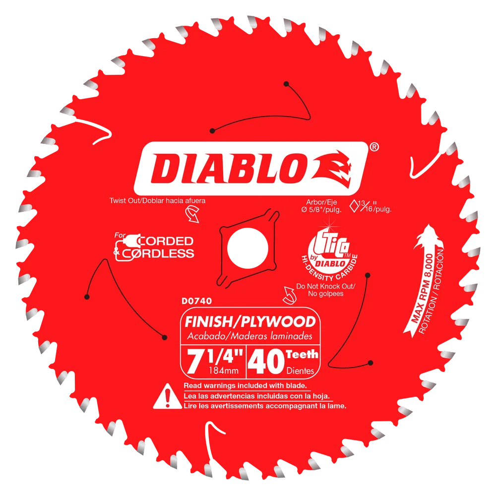 7-1/4 in. x 40 Tooth Finish Saw Blade - 15 per Order Diablo Tools