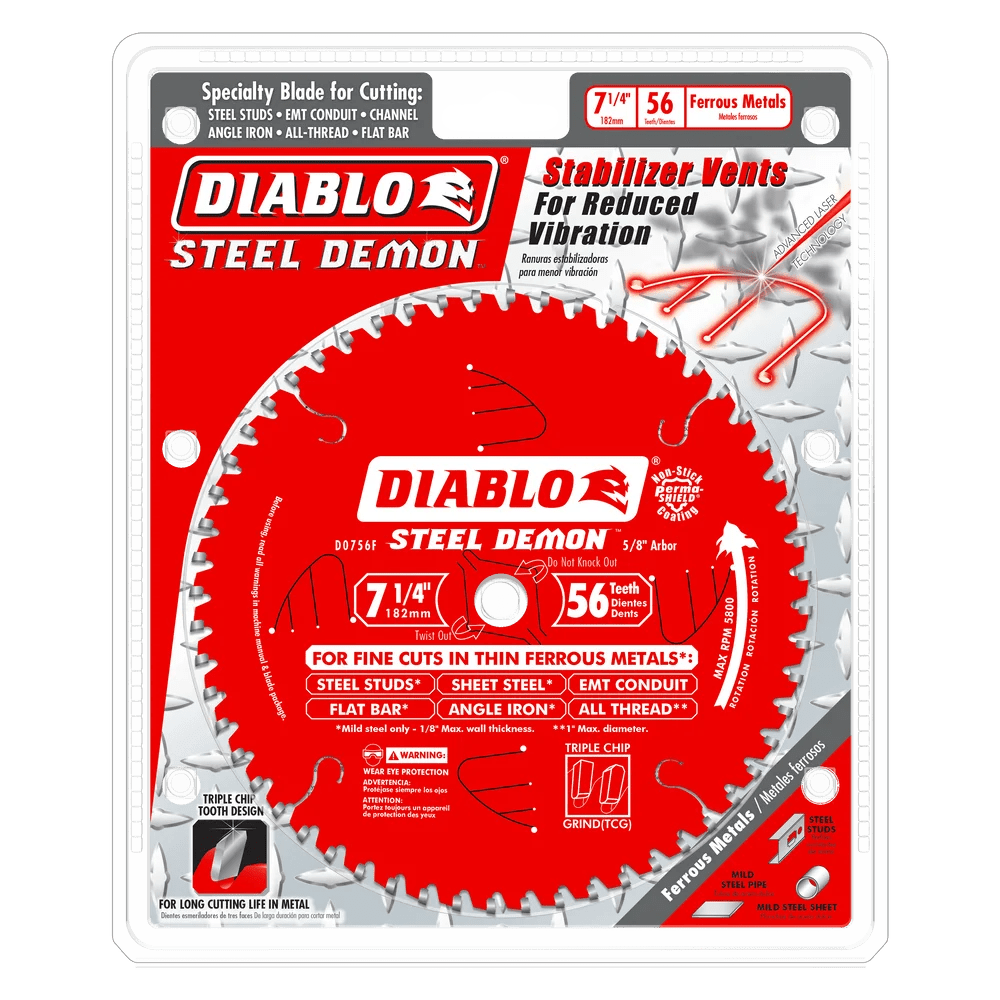 7-1/4 in. x 56 Tooth Carbide-Tipped Saw Blade for Metal - 8 per Order Diablo Tools
