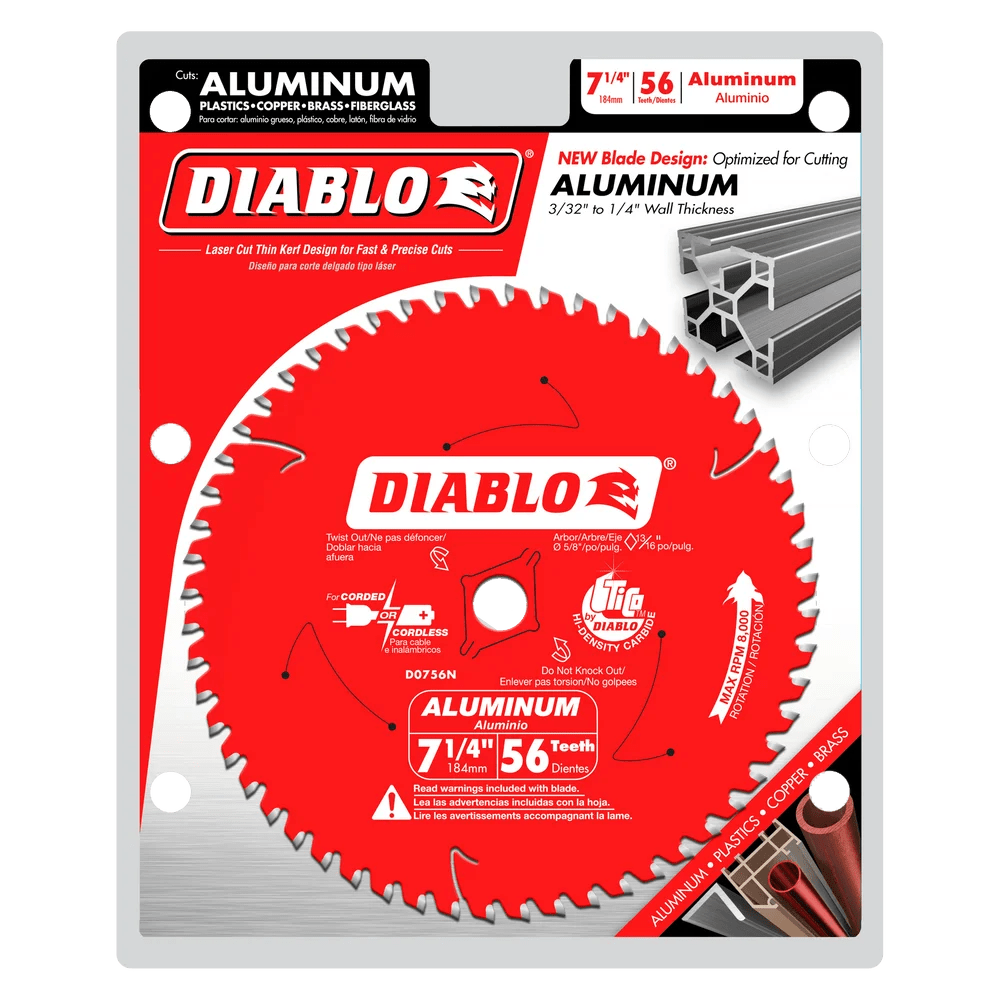 7-1/4 in. x 56 Tooth Thick Aluminum Cutting Saw Blade - 8 per Order Diablo Tools