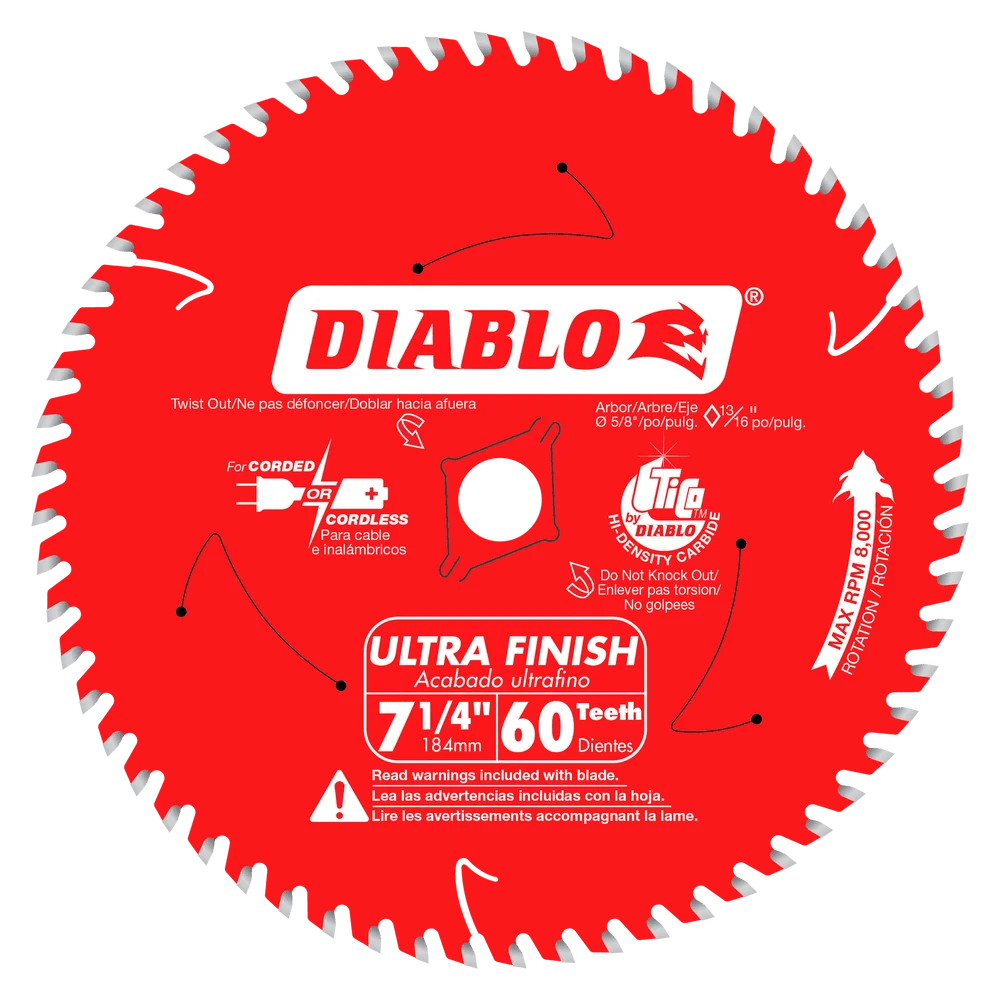 7-1/4 in. x 60 Tooth Ultra Finish Saw Blade - 14 per Order Diablo Tools