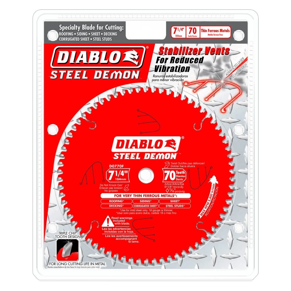 7-1/4 in. x 70 Tooth Carbide-Tipped Saw Blade for Metal - 8 per Order Diablo Tools