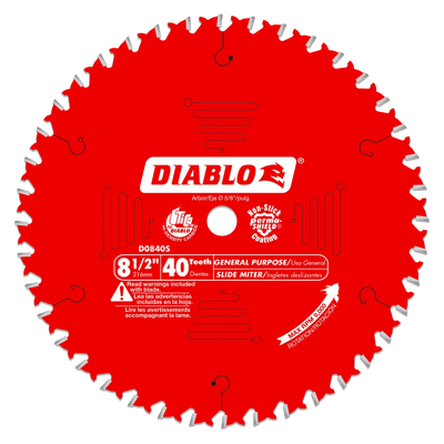 8-1/2 in. x 40 Tooth General Purpose Slide Miter Saw Blade - 8 per Order Diablo Tools