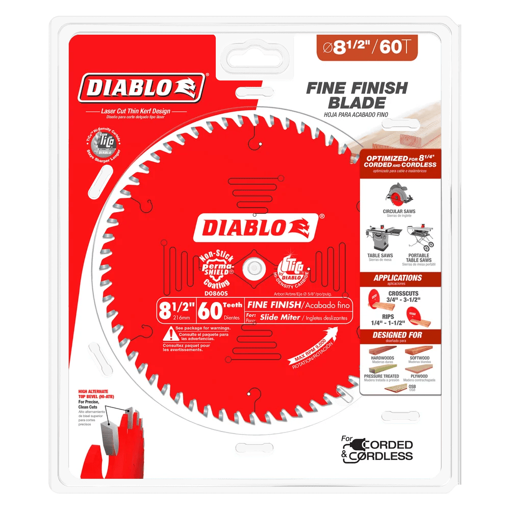 8-1/2 in. x 60 Tooth Fine Finish Saw Blade - 5 per Order Diablo Tools