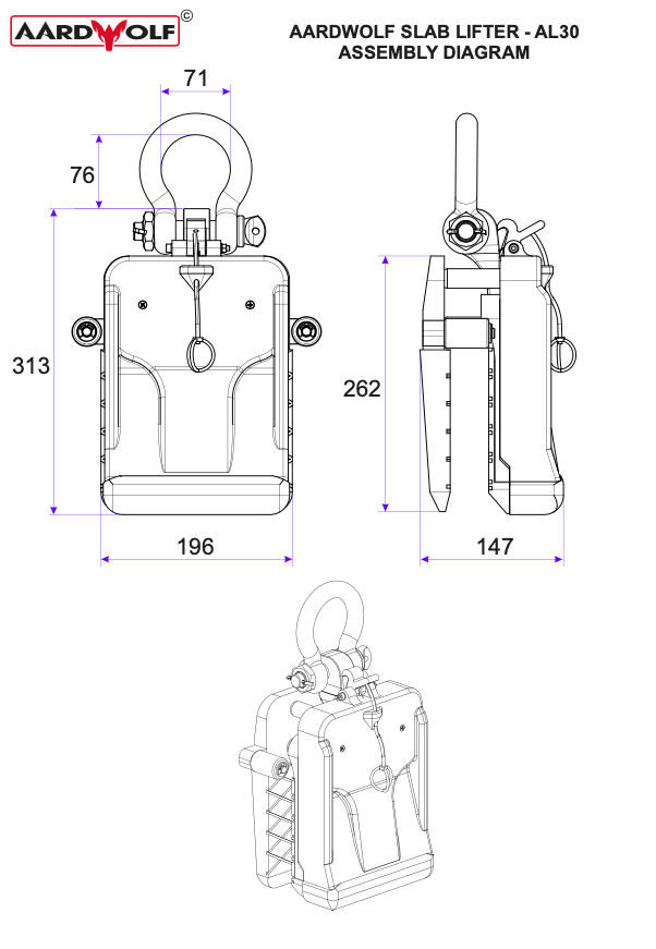 Aardwolf Slab Lifter 30 with Rollers Aardwolf