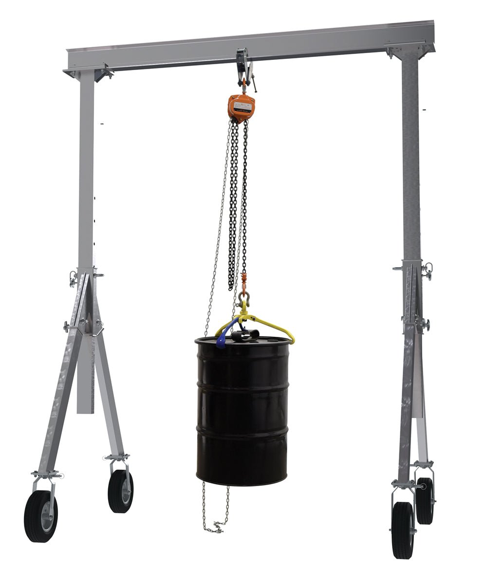 Adjustable Height Aluminum Gantry Cranes with Pneumatic Caster Vestil