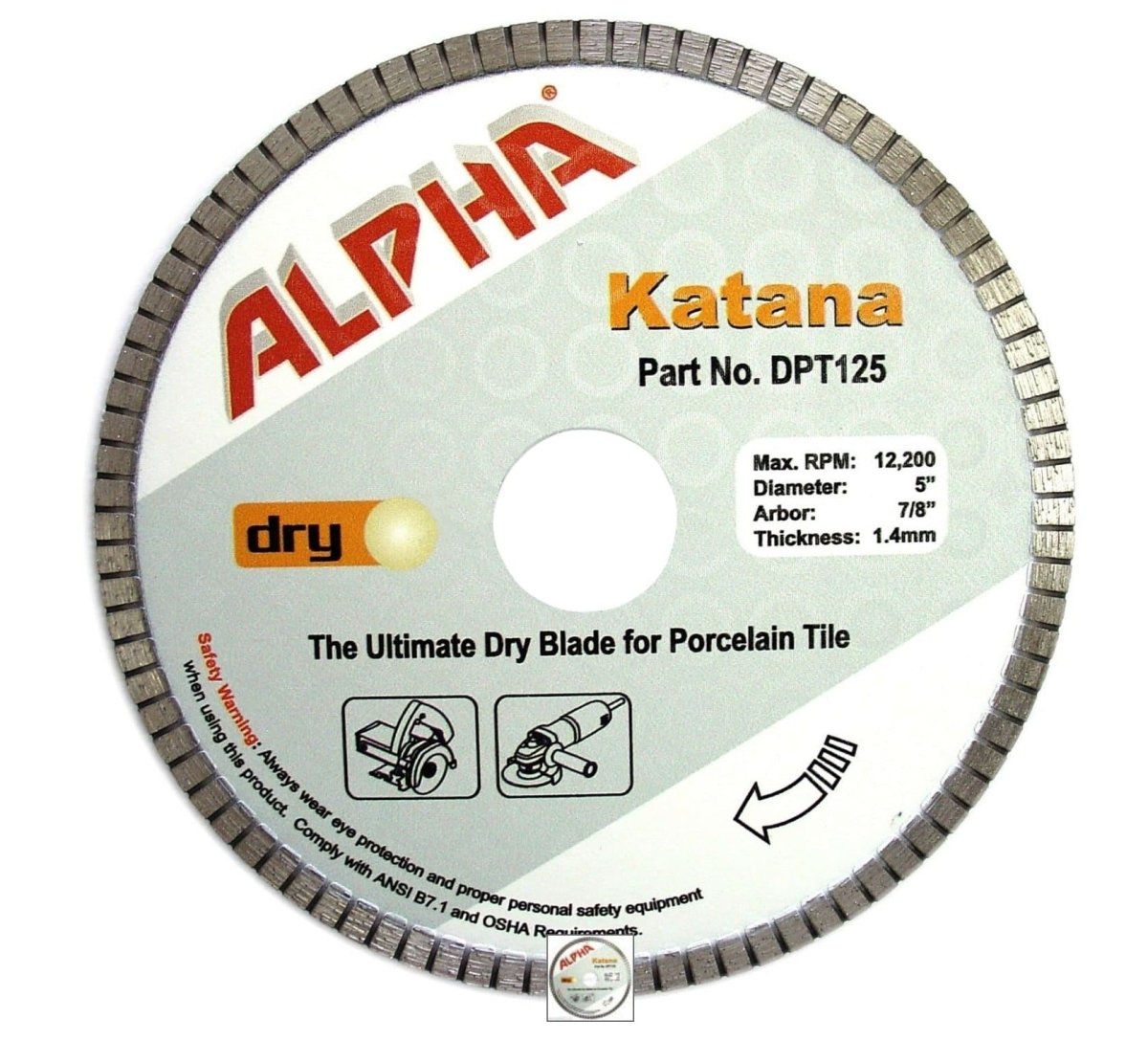 Alpha Katana Diamond Blade DPT125 Alpha Tools 5"