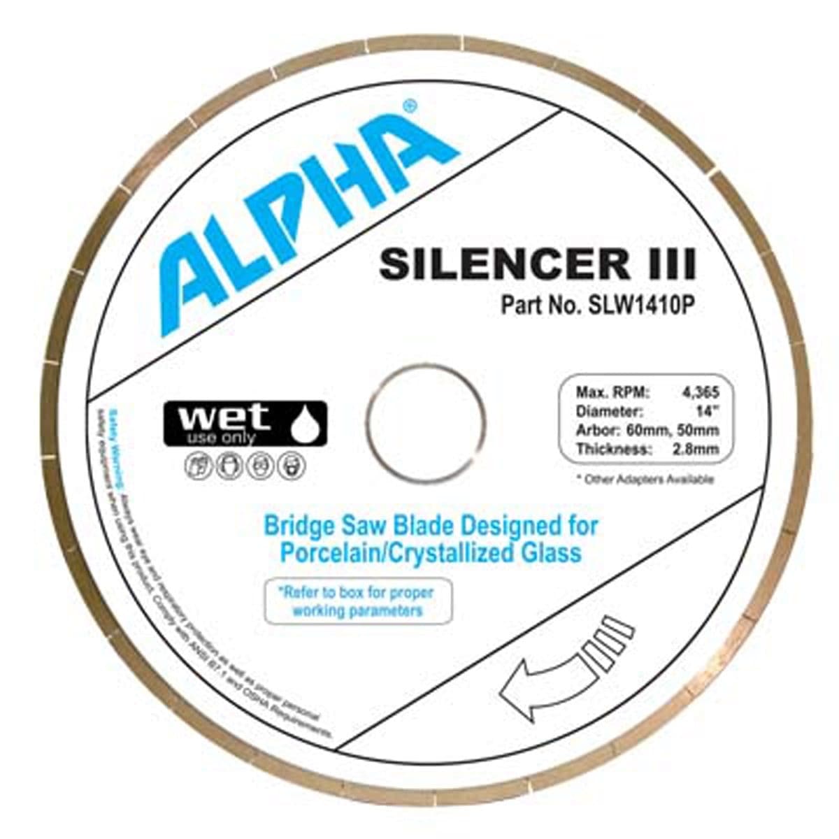 Alpha Silencer III Blade for Porcelain/Glass SLW1210P Alpha Tools 12" 1"