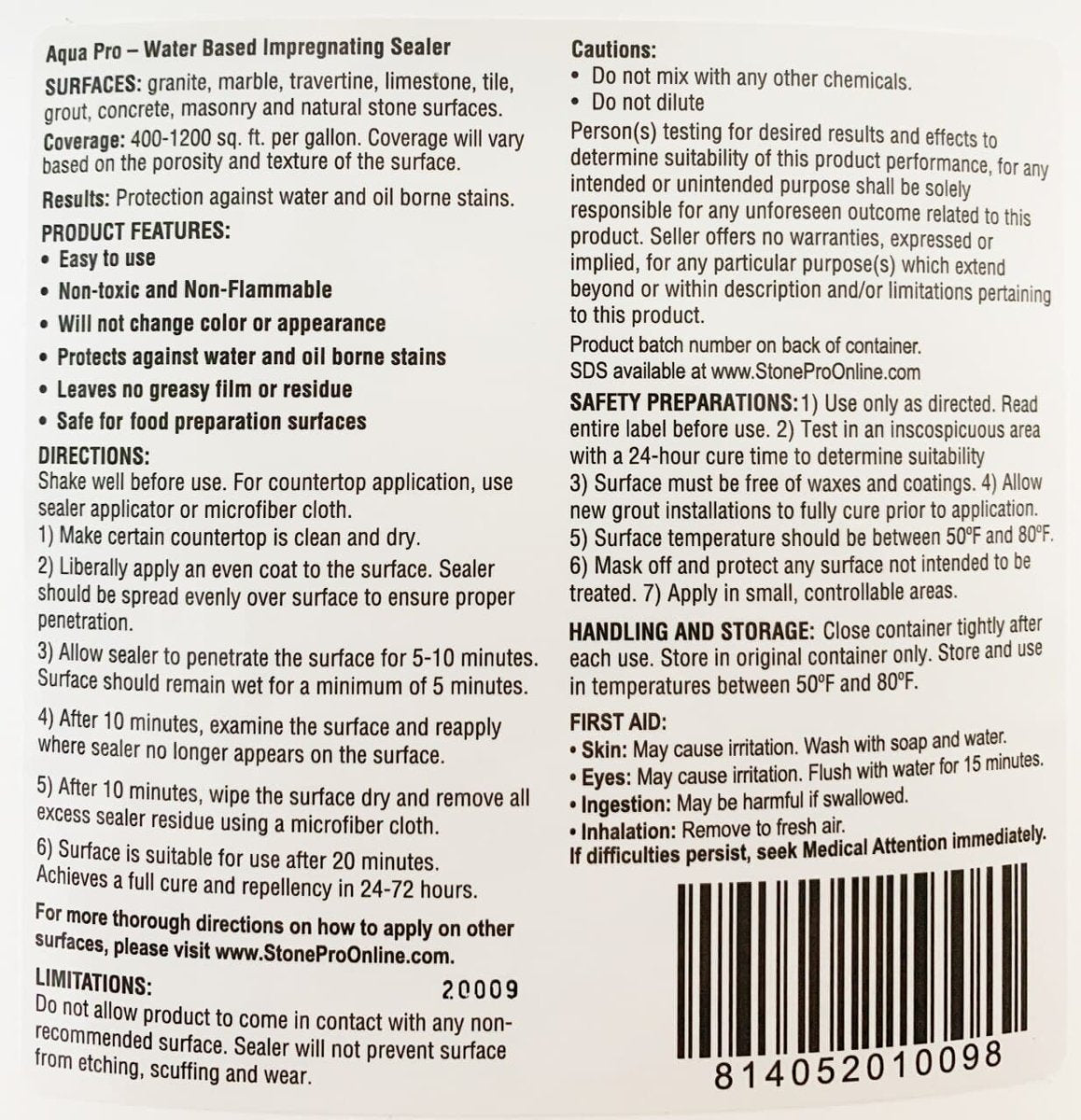 Aqua Pro All-Purpose Water Based Impregnating Sealer Stone Pro